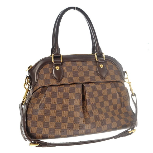 Louis Vuitton PM Bag Brown Canvas Shoulder Leather Trevi Damier Ebene - Picture 2 of 6